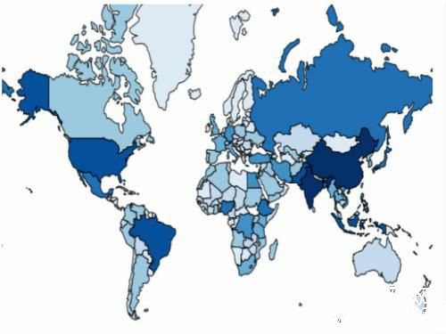 世界人口分布图
