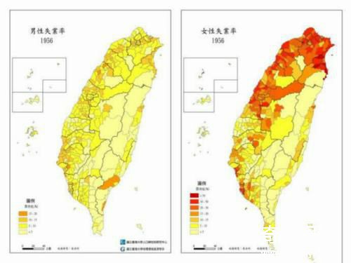 中国台湾男女人口分布图